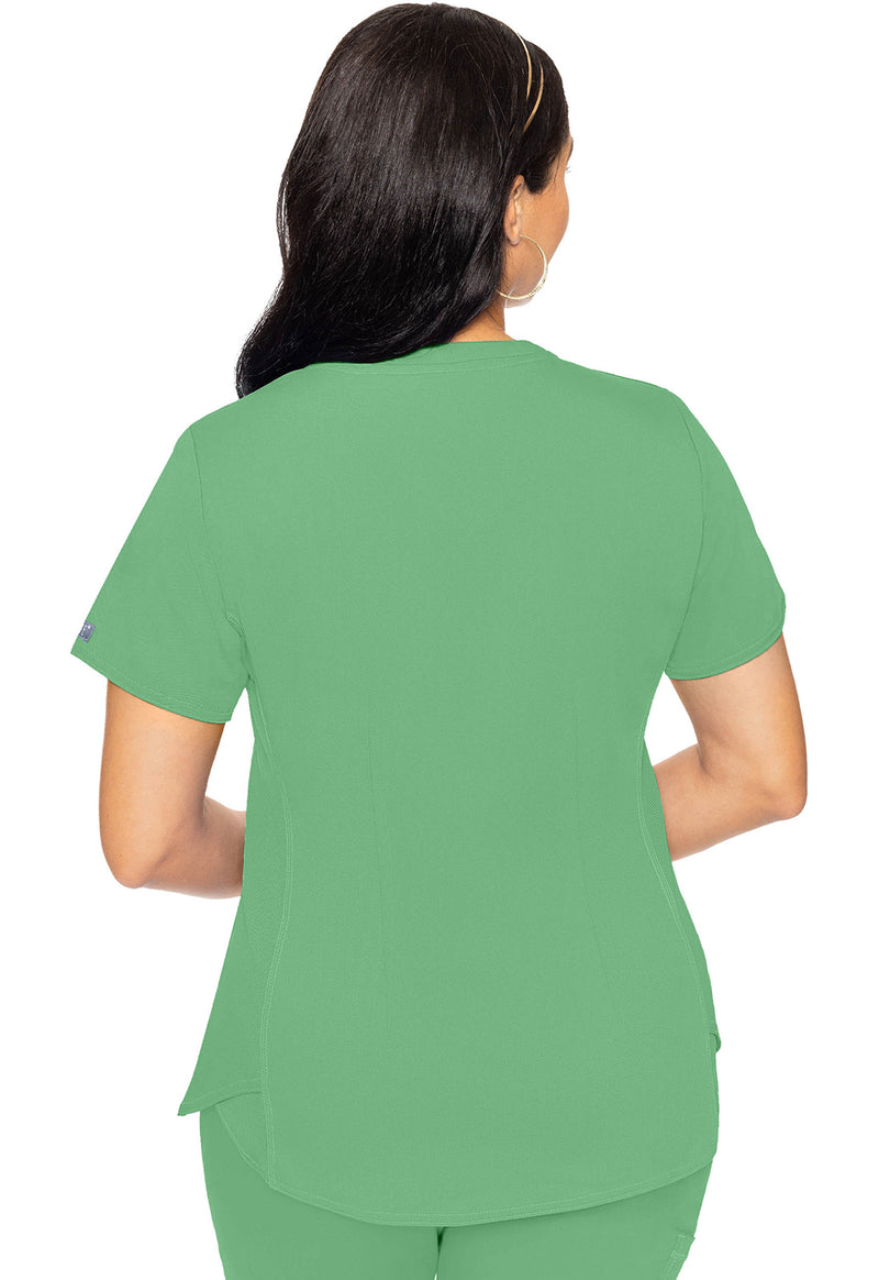 Kiwi Lime - Med Couture Touch Women Scrub Top - Back View