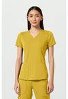 Midsummer Gold - Med Couture Touch Women Scrub Top - Front View