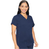 navy - V-Neck Shirttail Top