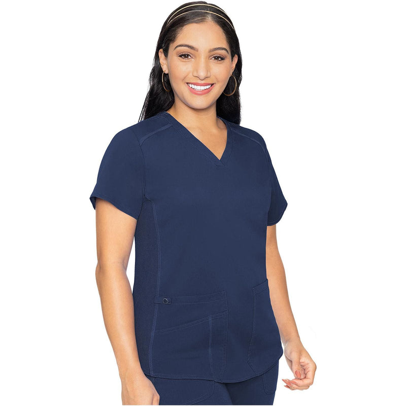 navy - V-Neck Shirttail Top