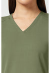 olive - V-Neck Shirttail Top (View 2)