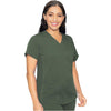 olive - V-Neck Shirttail Top