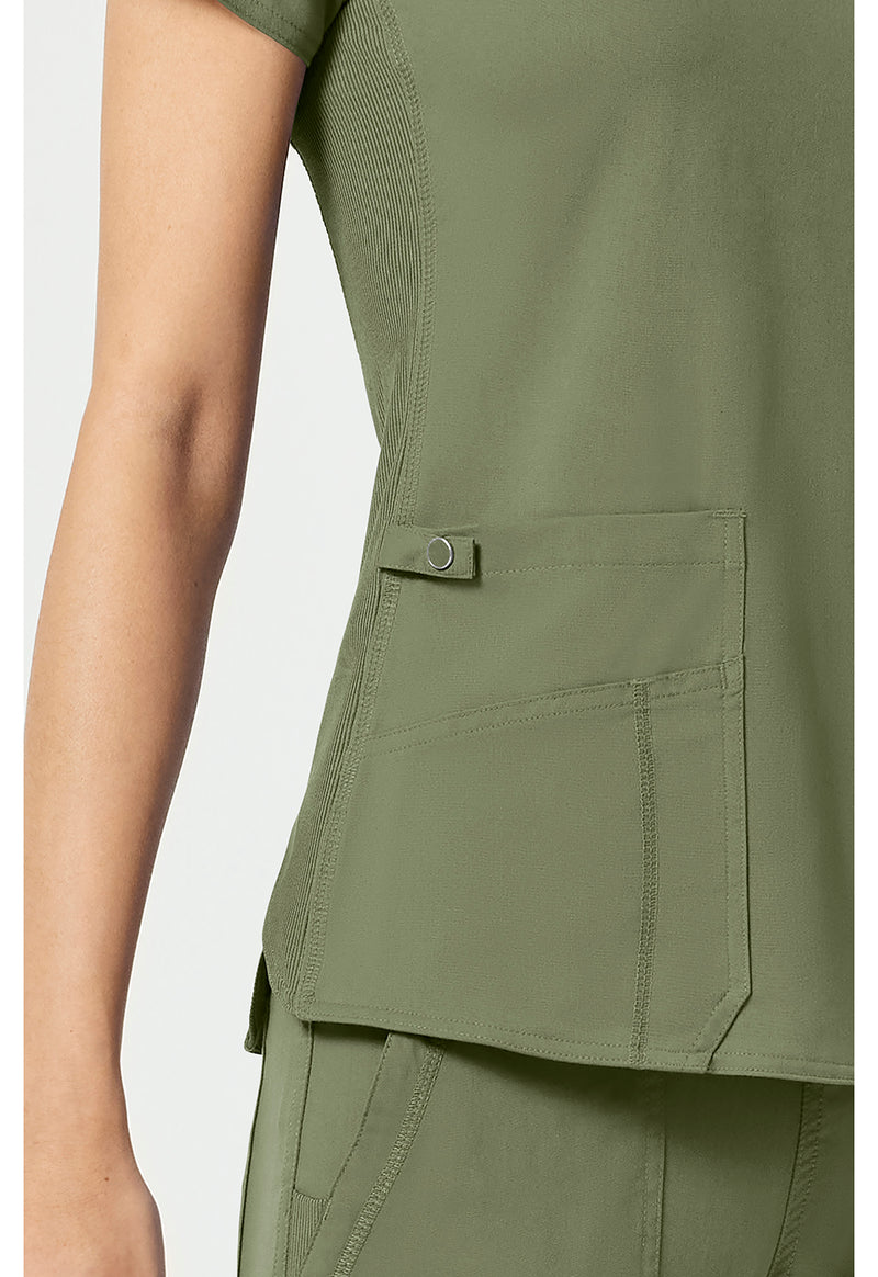 Olive - Women's V-Neck Shirttail Scrub Top (View 3)