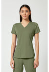 Olive - Med Couture Touch Women Scrub Top - Front View