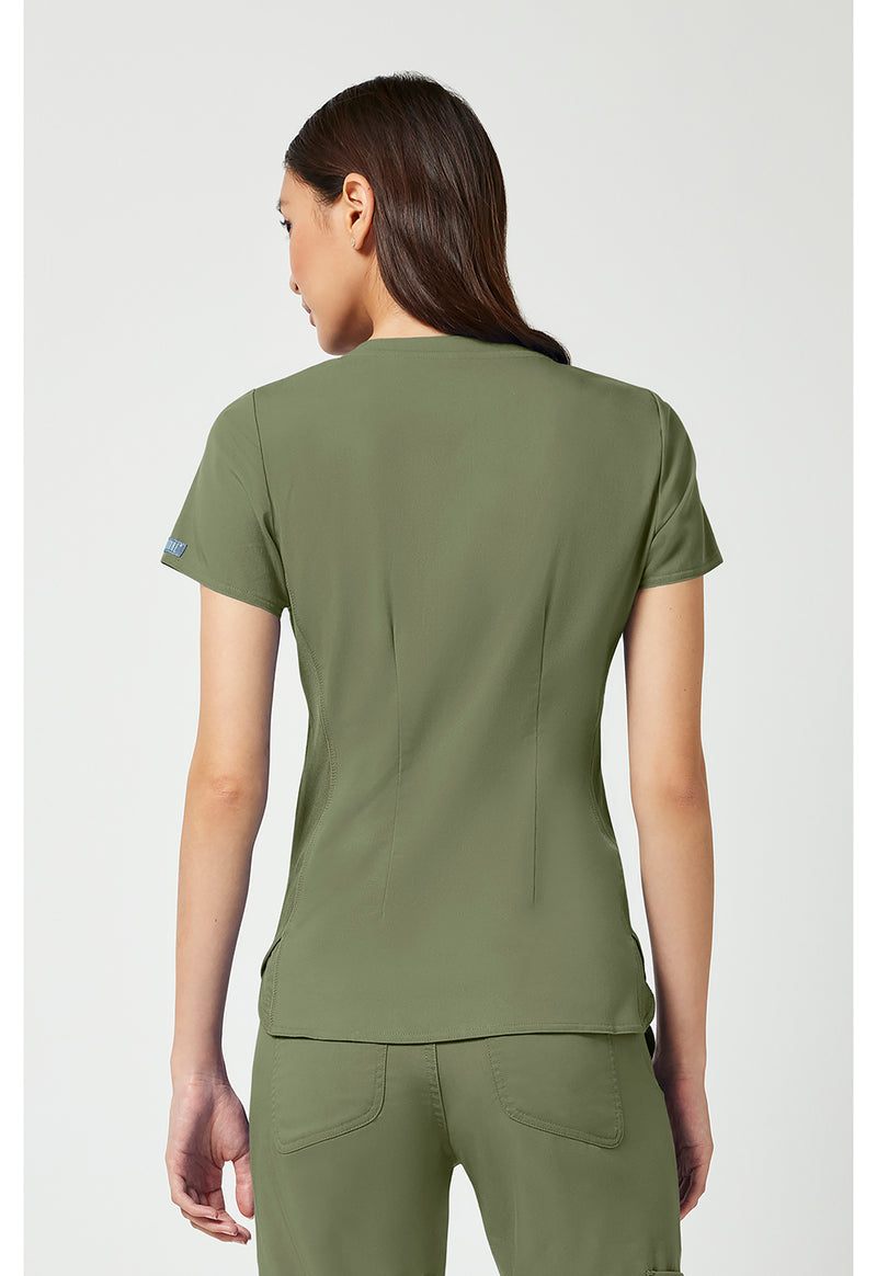 Olive - Med Couture Touch Women Scrub Top - Back View