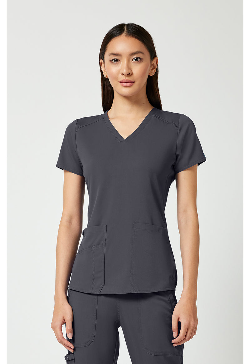 Pewter - Med Couture Touch Women Scrub Top - Front View