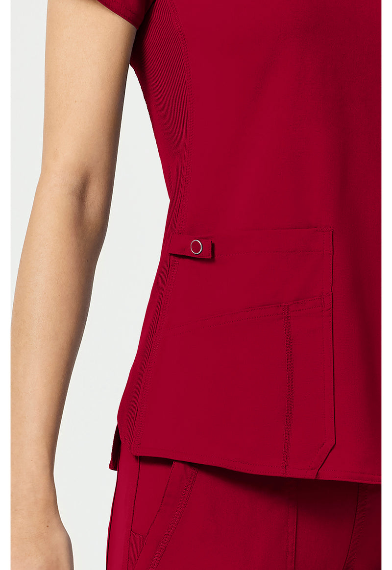 red - V-Neck Shirttail Top (View 3)