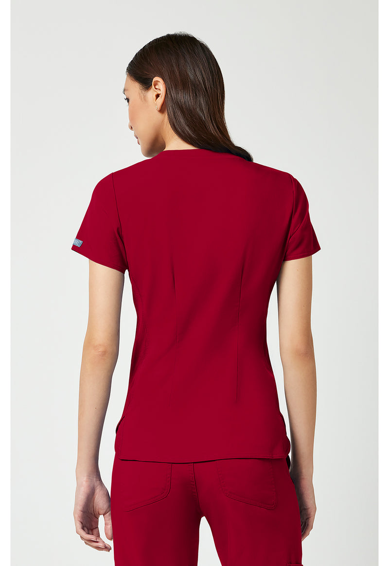 Red - Med Couture Touch Women Scrub Top - Back View