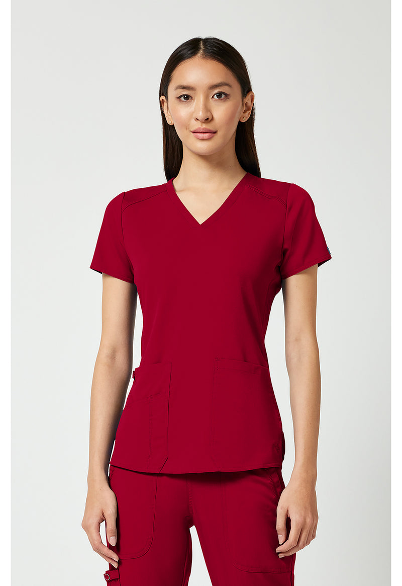 Red - Med Couture Touch Women Scrub Top - Front View