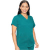 teal - V-Neck Shirttail Top