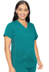 TEAL - Med Couture Touch Women Scrub Top - Front View