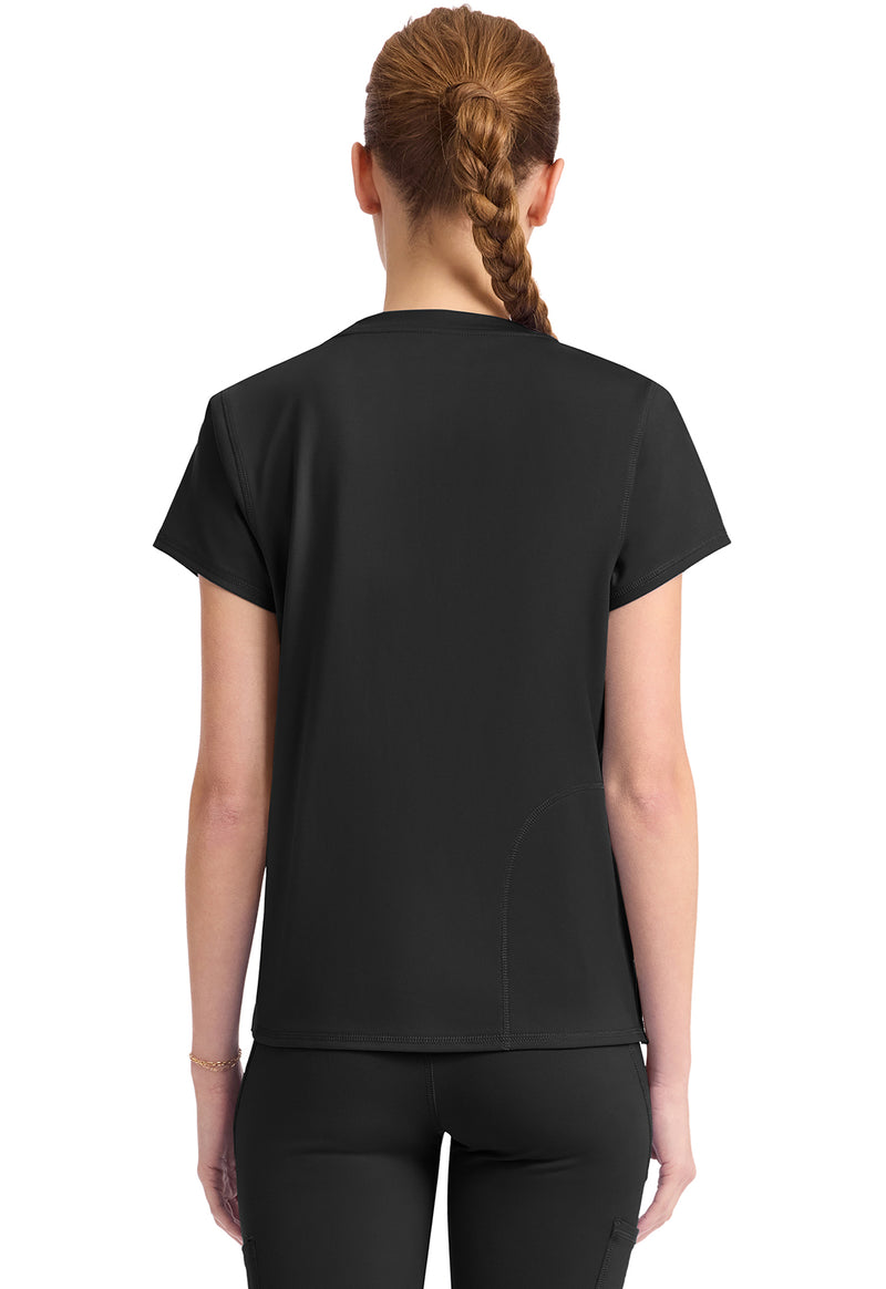 Black - Med Couture AMP Knit Women Scrub Top - Back View