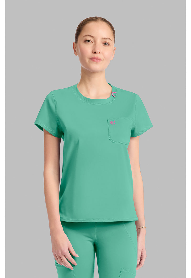 Mint Condition - Med Couture AMP Knit Women Scrub Top - Front View