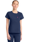 Navy - Med Couture AMP Knit Women Scrub Top - Front View