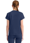 Navy - Med Couture AMP Knit Women Scrub Top - Back View