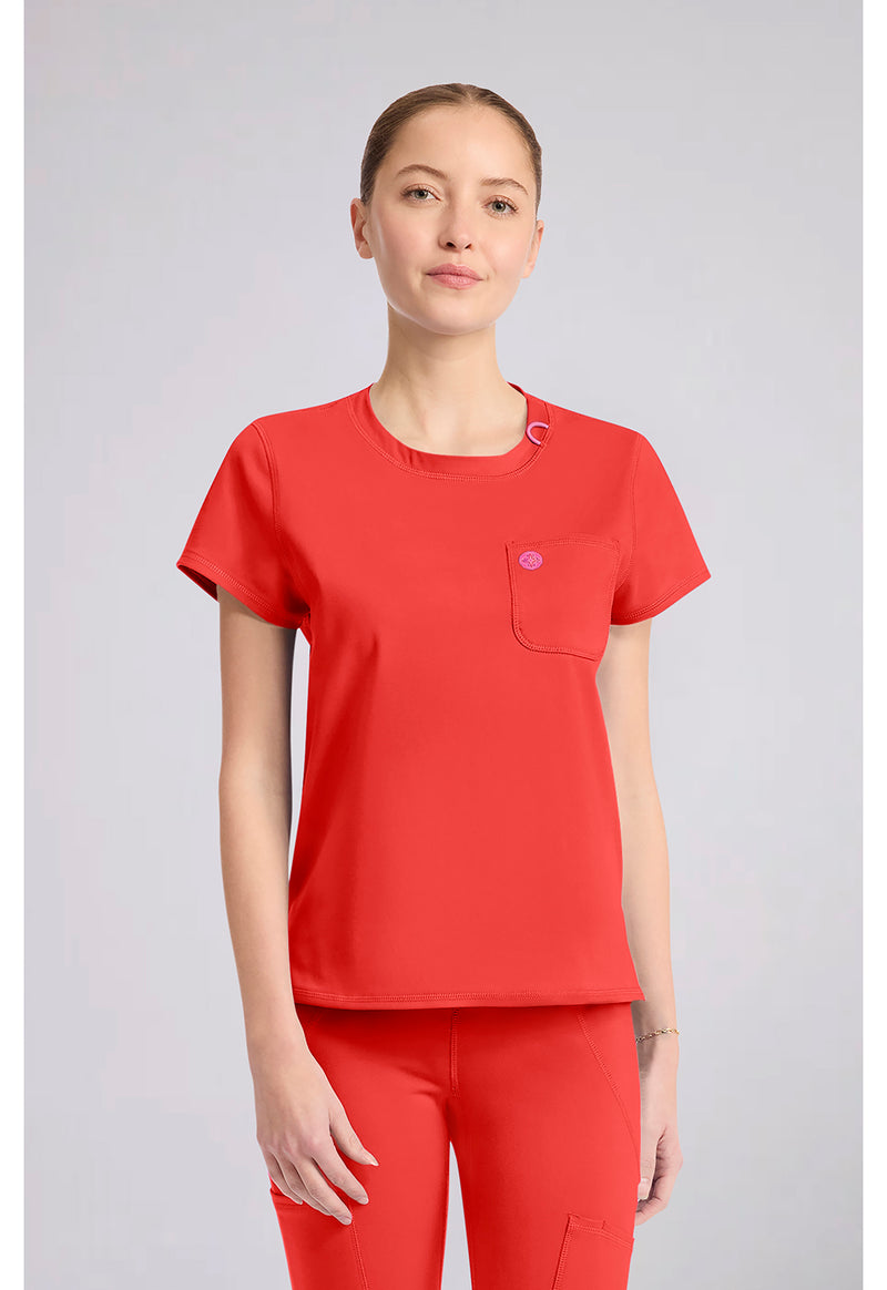 One In A Melon - Med Couture AMP Knit Women Scrub Top - Front View
