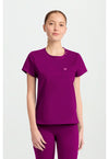 Plum Royale - Med Couture AMP Knit Women Scrub Top - Front View