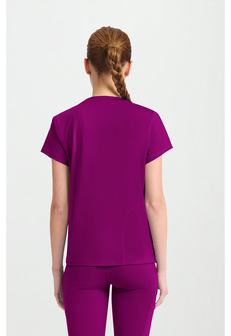 Plum Royale - Med Couture AMP Knit Women Scrub Top - Back View