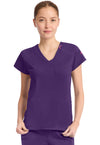 Galactic Purple - Med Couture AMP Knit Women Scrub Top - Front View