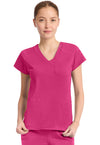 Pink Power - Med Couture AMP Knit Women Scrub Top - Front View
