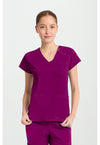 Plum Royale - Med Couture AMP Knit Women Scrub Top - Front View