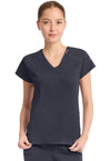 Pewter - Med Couture AMP Knit Women Scrub Top - Front View