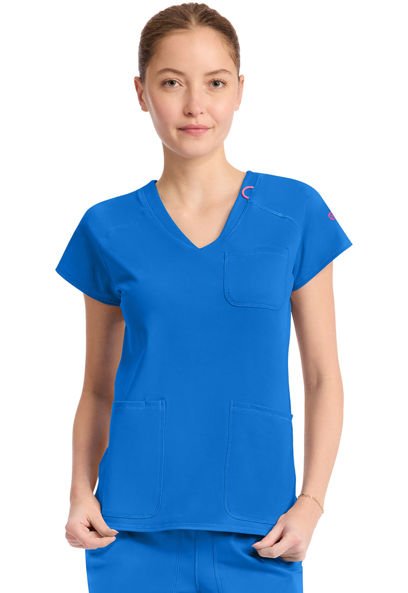 Royal - Med Couture AMP Knit Women Scrub Top - Front View