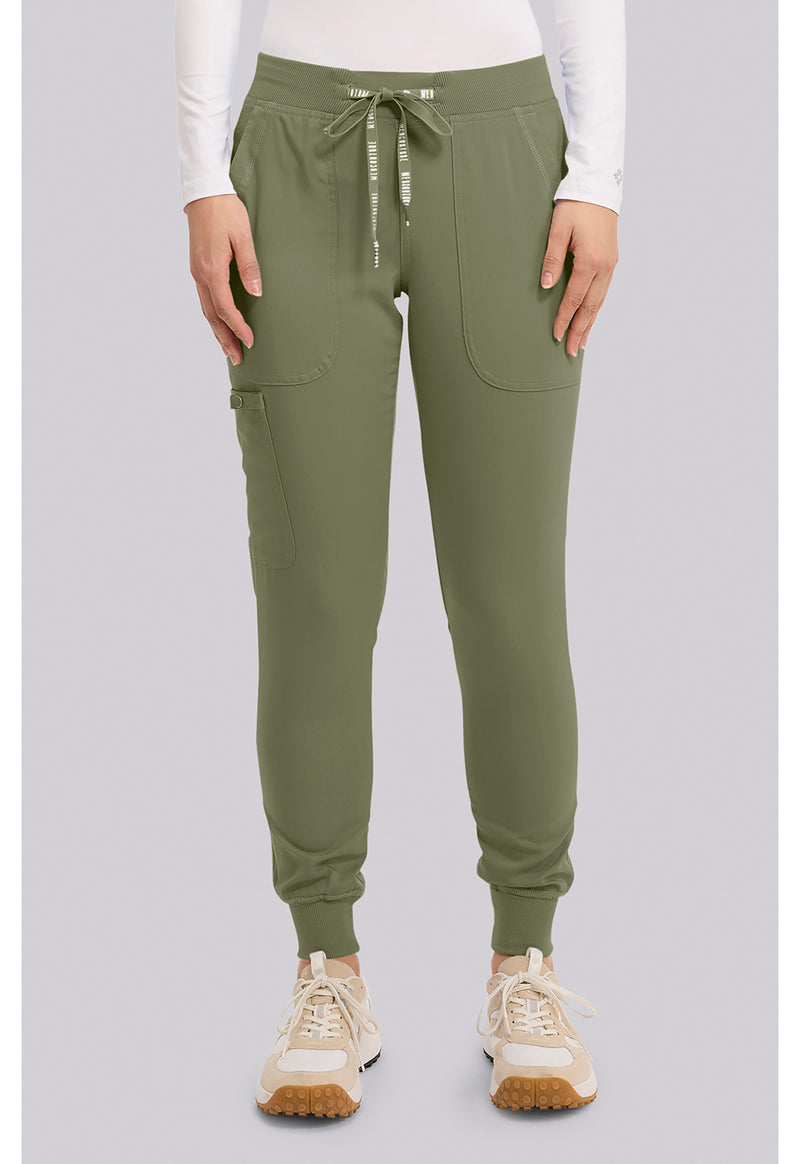Olive - Med Couture Touch Women Scrub Pants - Front View