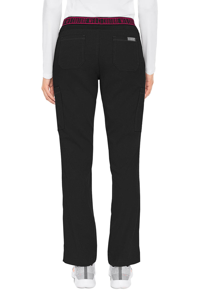 Black - Med Couture Touch Women Scrub Pants - Back View