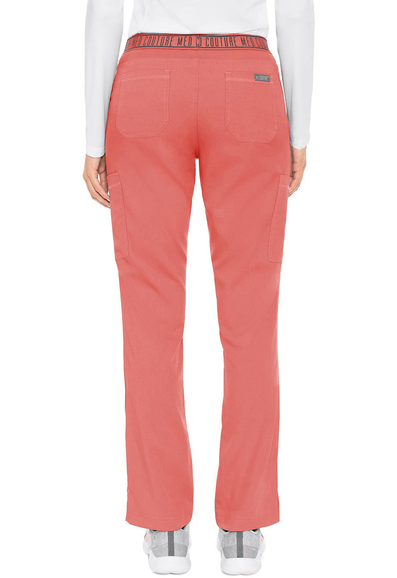 Coral - Med Couture Touch Women Scrub Pants - Back View