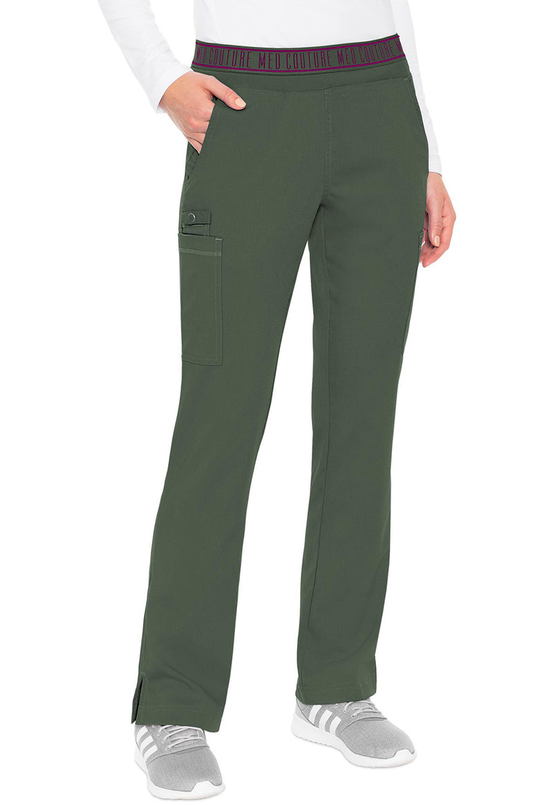 Olive - Med Couture Touch Women Scrub Pants - Front View