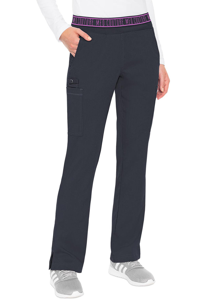 Pewter - Med Couture Touch Women Scrub Pants - Front View