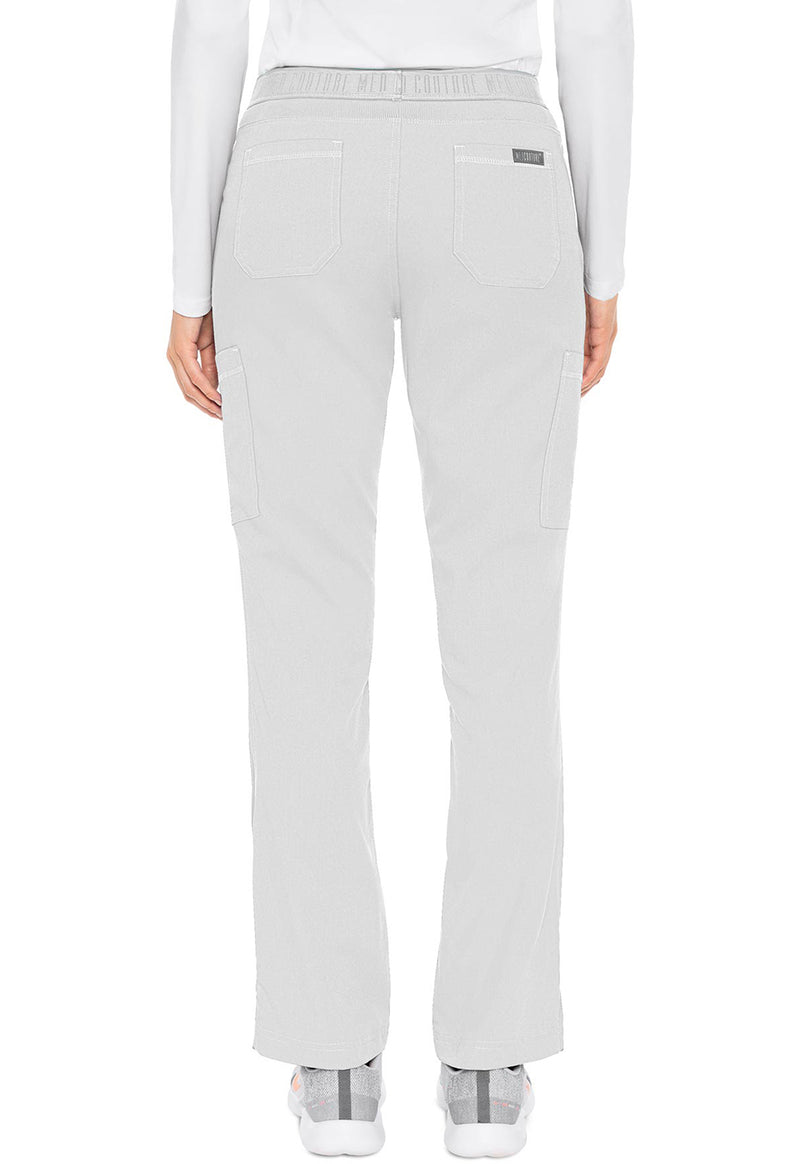 White - Med Couture Touch Women Scrub Pants - Back View