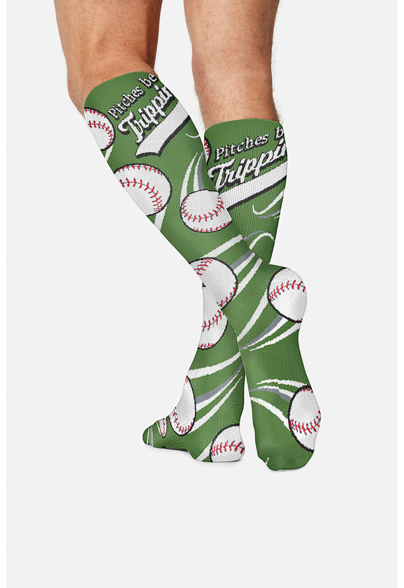 Pitchers Be Trippin - Men's 10-15mmHg Compression Socks (Back)