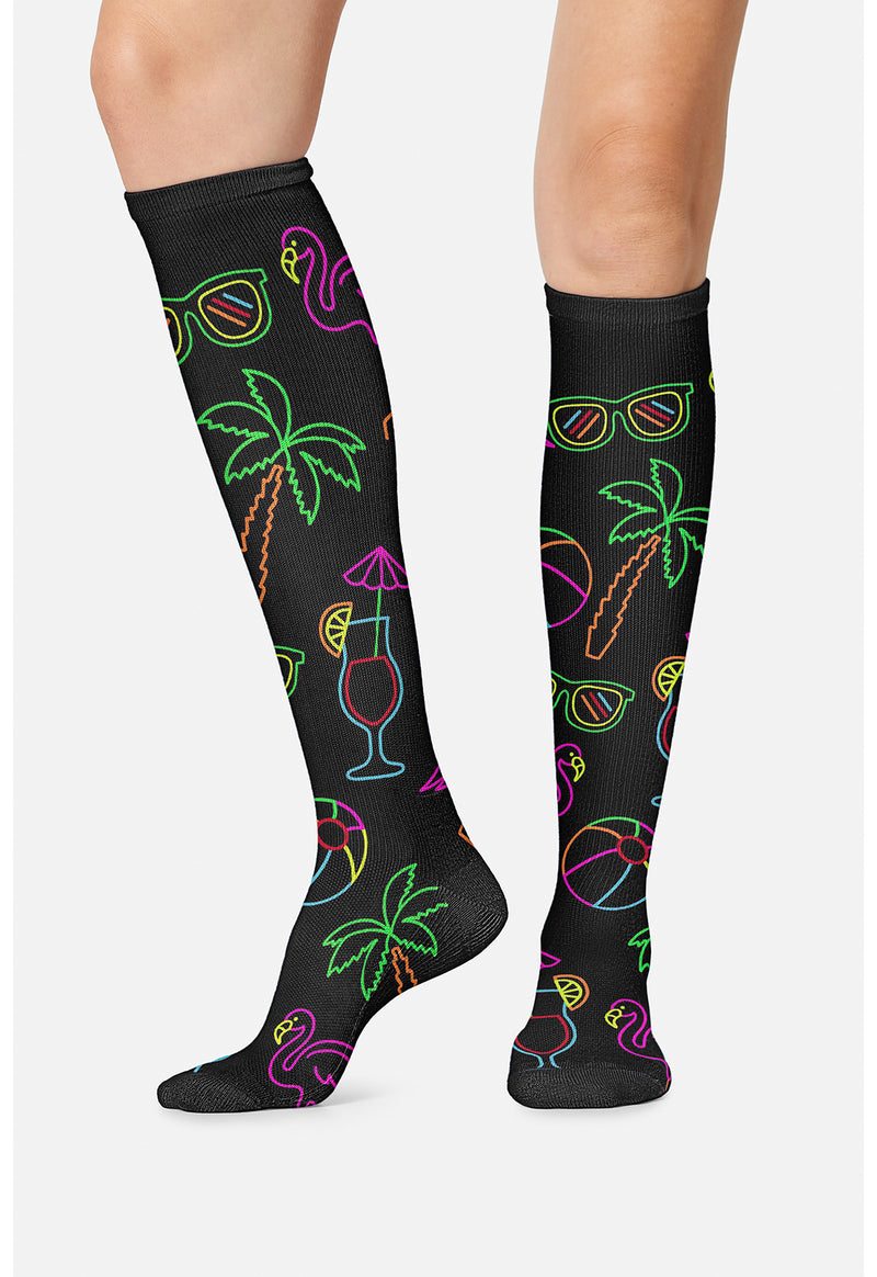Beachy Vibes - Women's 10-15mmHg Compression Socks