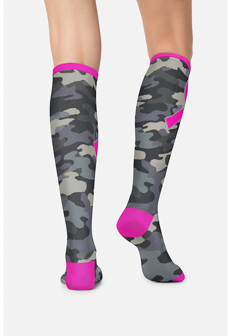 Camo Pink Ribbon - Women's 10-15mmHg Compression Socks (Back)