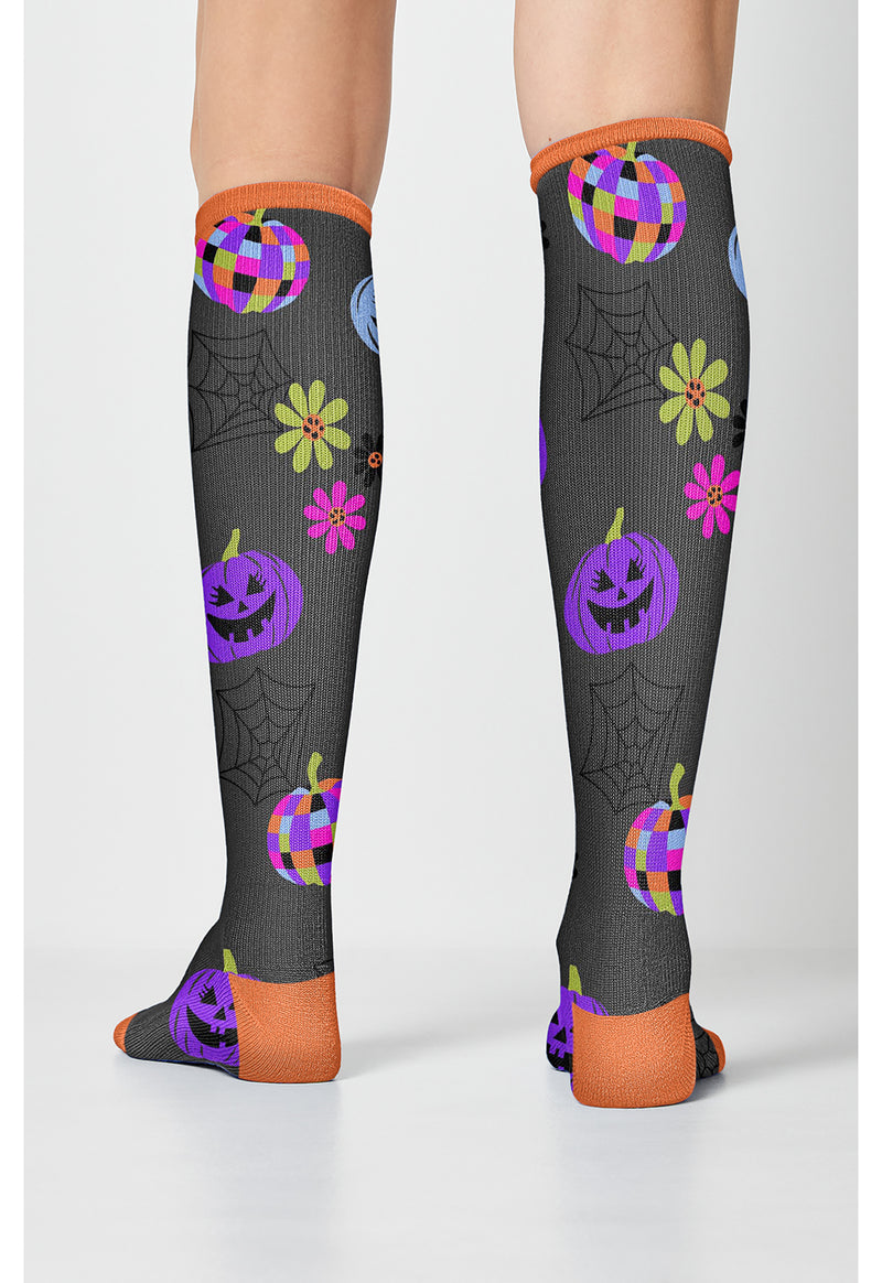 Disco Pumpkins - Women's 10-15mmHg Compression Socks (Back)