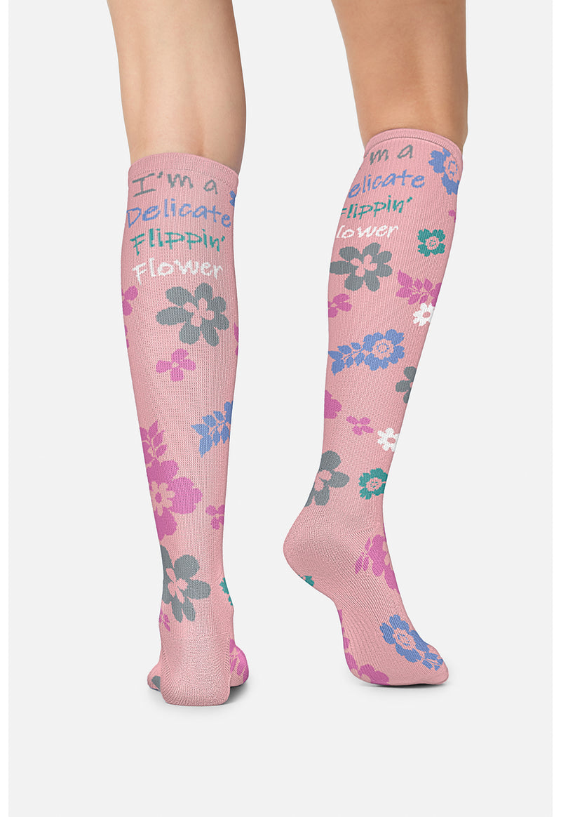 Delicate Flower - Women's 10-15mmHg Compression Socks (Back)