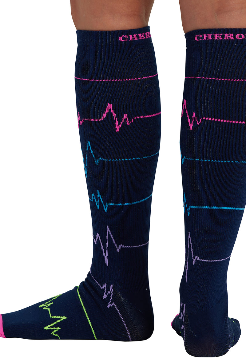 EKG ZigZag - Women's 10-15mmHg Compression Socks (Back)