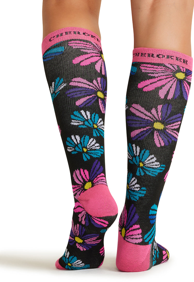Floral Flashback - Women's 10-15mmHg Compression Socks (Back)