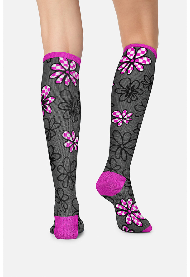 Flower Power - Women's 10-15mmHg Compression Socks (Back)