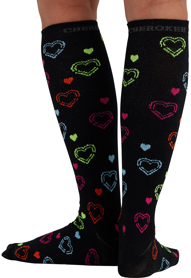Hearts On The Line - Women's 10-15mmHg Compression Socks (Back)