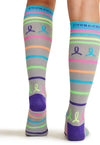 Neon Multi Ribbon - Women's 10-15mmHg Compression Socks (Back)