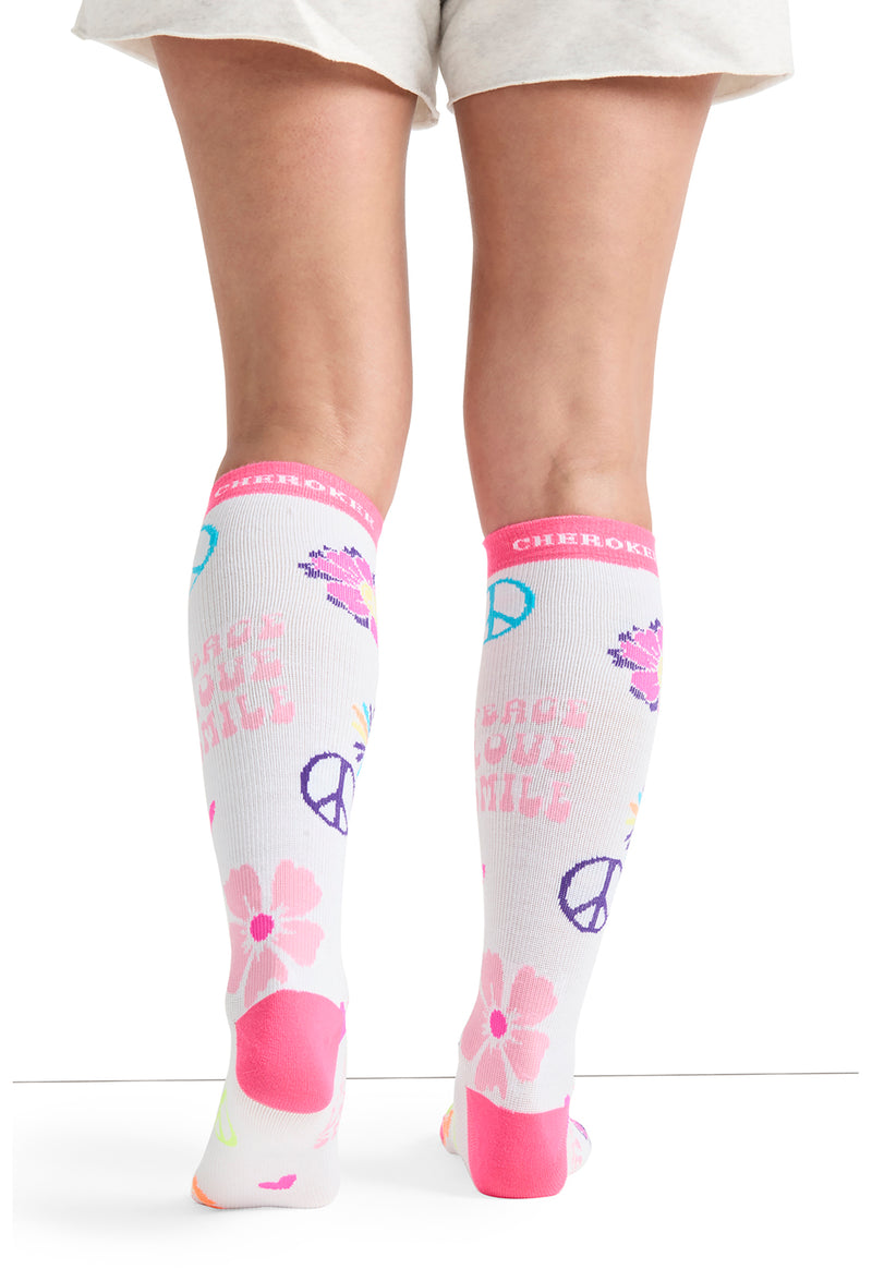 Peace, Love, Smile - Women's 10-15mmHg Compression Socks (Back)