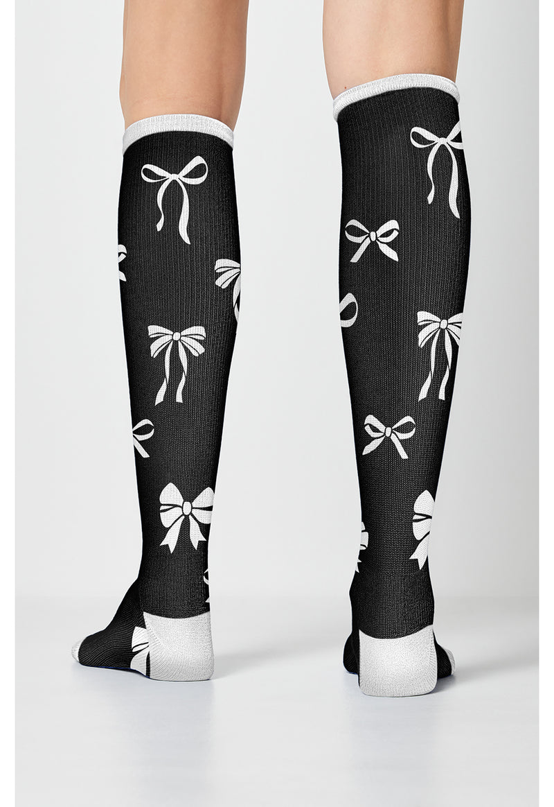 Romantic Bows - Women's 10-15mmHg Compression Socks (Back)