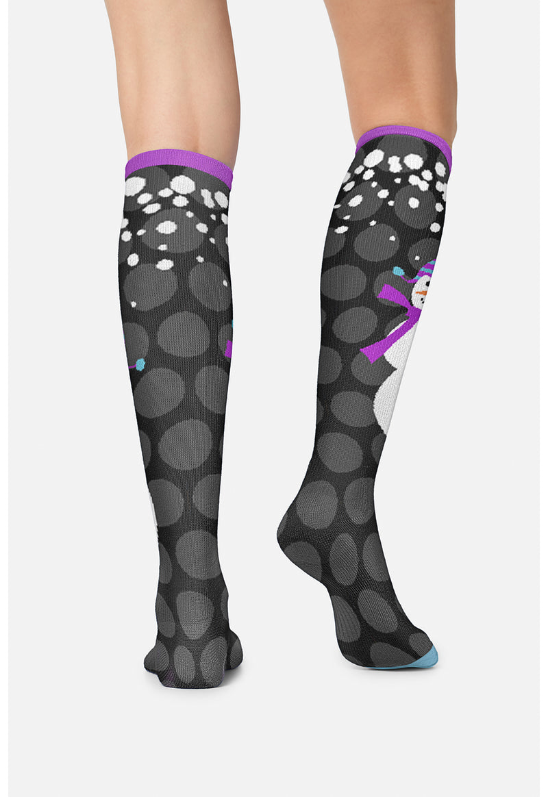 Snowman Love - Women's 10-15mmHg Compression Socks (Back)