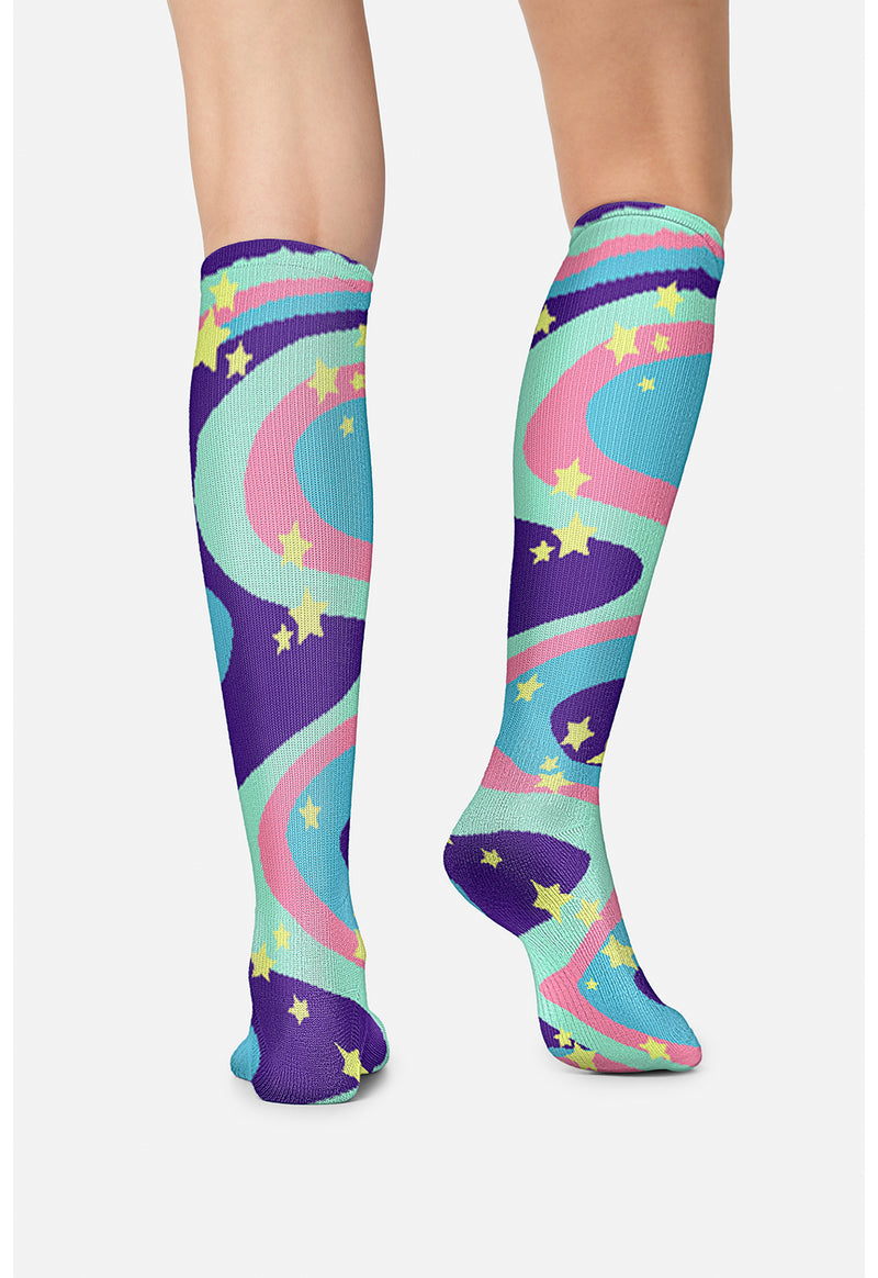 Swirly Stars - Women's 10-15mmHg Compression Socks (Back)