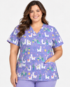 Prints Women's 3 Pocket Printed V-Neck Scrub Top
