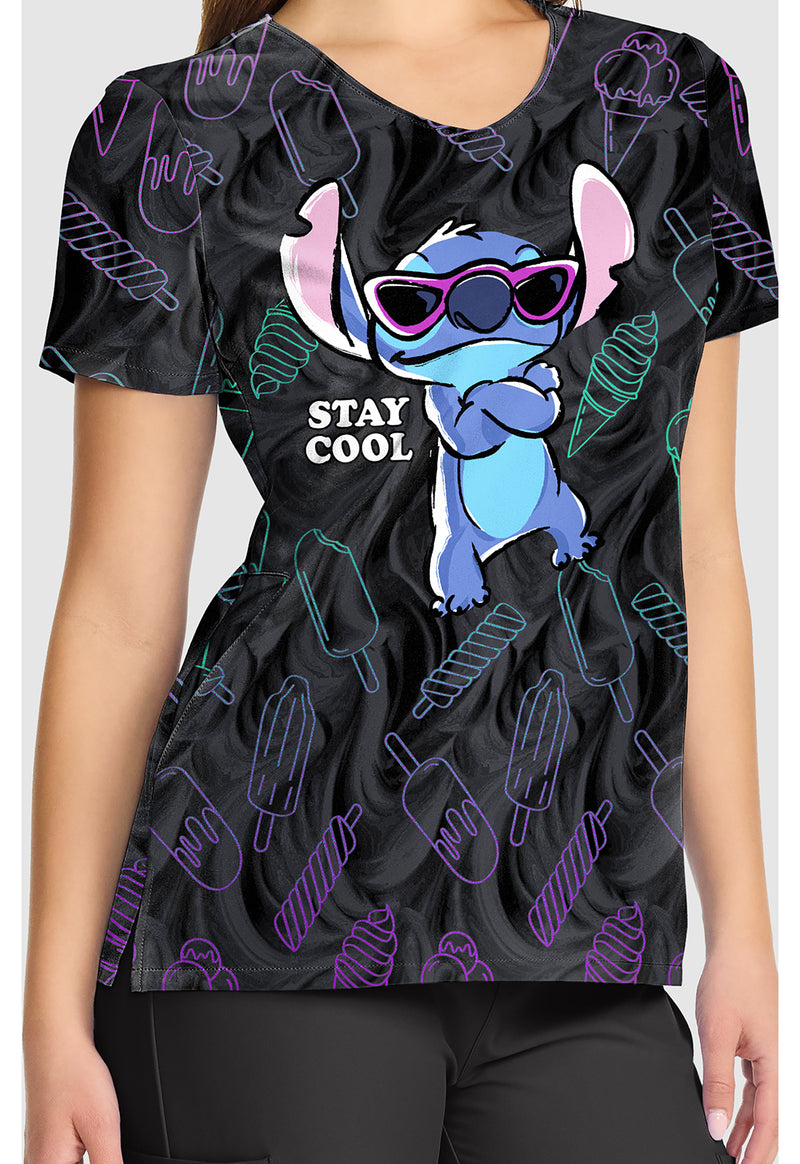 Stitch Too Cool - V-Neck Print Top (View 3)