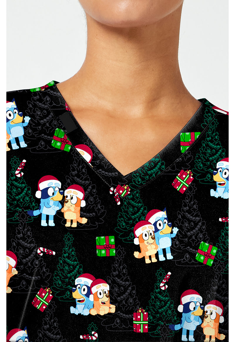 Santa Bluey - Print V-Neck Top – Character Prints (View 2)